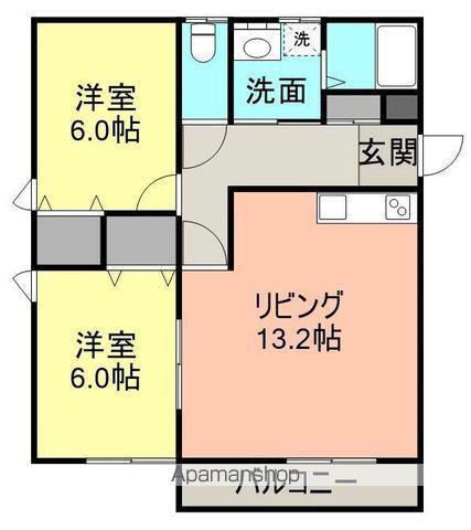 コーポ・エル(2LDK/2階)の間取り写真