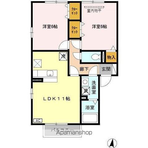 グランシャリオあおば A棟(2LDK/1階)の間取り写真