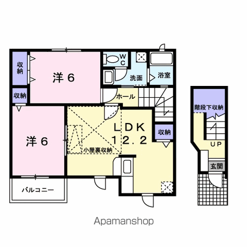 ミレニアムハイツS(2LDK/2階)の間取り写真