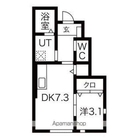 ワンリッチ金ヶ崎C(1LDK/1階)の間取り写真