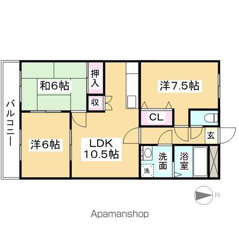 ひまわりハイツB(3LDK/2階)の間取り写真