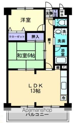 ぐりん木太ハイツ(2LDK/2階)の間取り写真