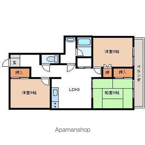 ハイツ麹屋 Ⅱ(3LDK/1階)の間取り写真