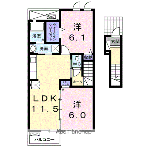 ニューラベリー・サイルⅠ(2LDK/2階)の間取り写真