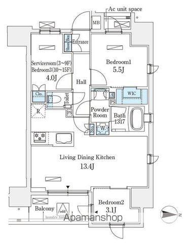 アヴァンカーサ町屋(2SLDK/9階)の間取り写真