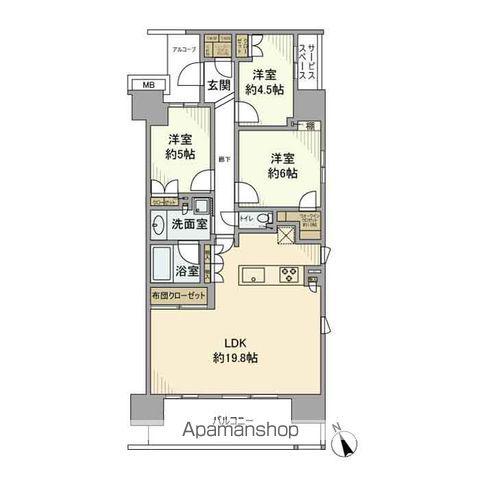 デュオヒルズちはら台駅前(3LDK/6階)の間取り写真