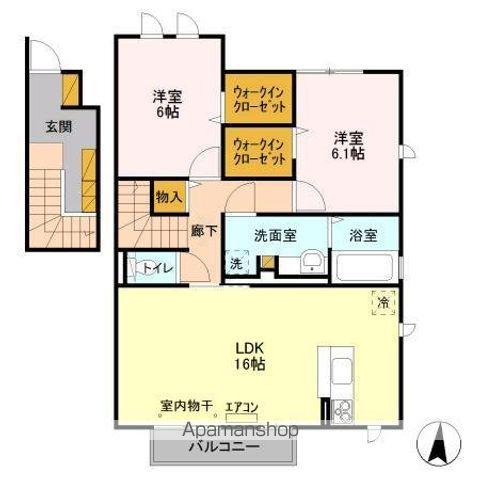 フェリエII(2LDK/2階)の間取り写真