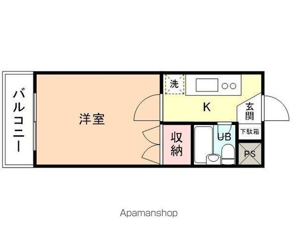 パープルハイム(1K/2階)の間取り写真