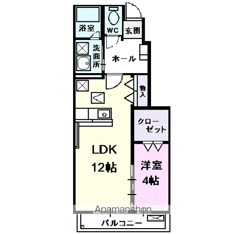 ソレイユ(1LDK/1階)の間取り写真