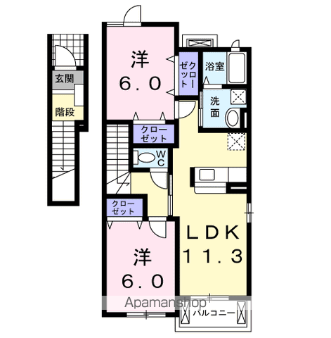 サンリットS・Ⅳ(2LDK/2階)の間取り写真