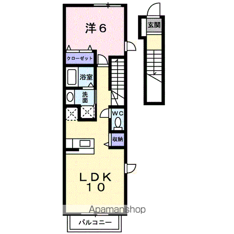 マーブル(1LDK/2階)の間取り写真