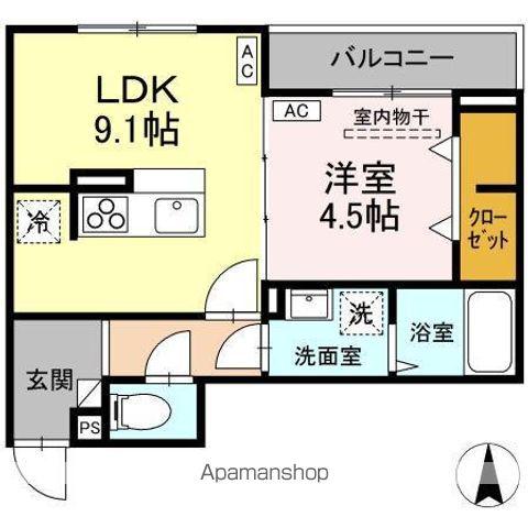 D-ROOM元横山町(1LDK/2階)の間取り写真