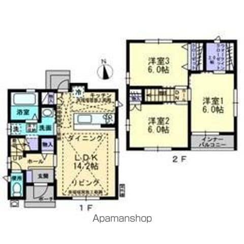 高徳線 栗林駅 徒歩6分 2階建 築14年(3LDK)の間取り写真