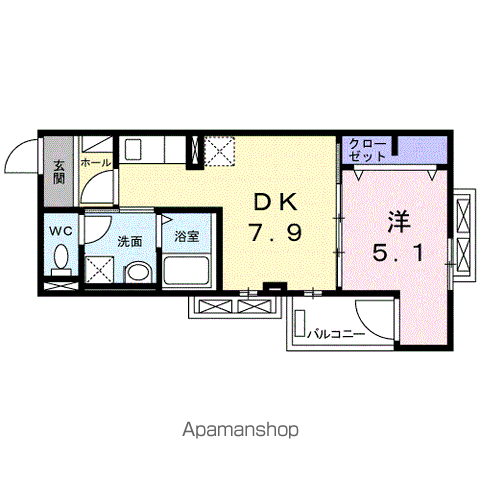 ウィン あんりゅう(1DK/2階)の間取り写真