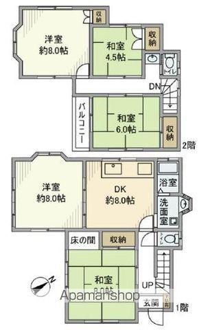 武蔵野線 新座駅 徒歩13分 2階建 築43年(5DK)の間取り写真