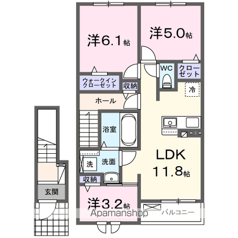 ヴィレッジ・ジュークE(3LDK/2階)の間取り写真