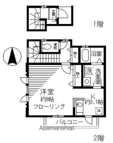 カーサ・ローザ(1K/2階)の間取り写真
