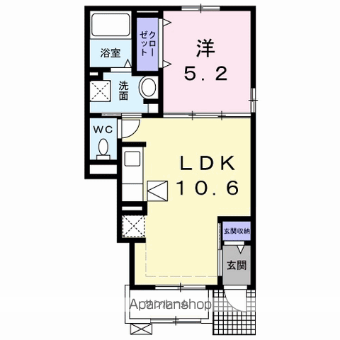 サン・マーレンⅢ(1LDK/1階)の間取り写真