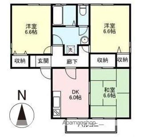 グリーンピアハイツA・B(3DK/2階)の間取り写真