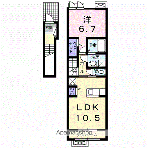 ルミエール・KーⅡ(1LDK/2階)の間取り写真