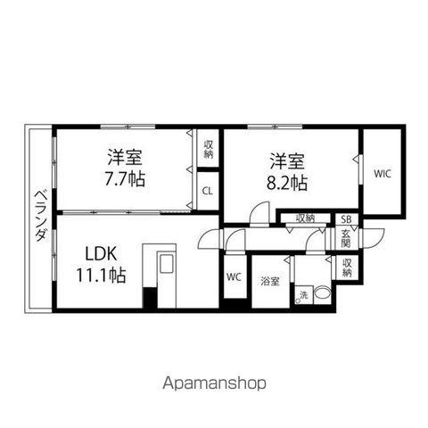 カメリア・ヒルズ中山台(2LDK/1階)の間取り写真