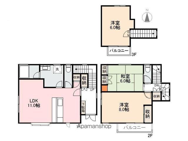 高松琴平電鉄長尾線 高田駅(高松) 徒歩6分 3階建 築37年(3LDK)の間取り写真