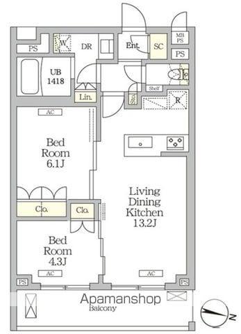 ミレーネ滝野川(2LDK/3階)の間取り写真
