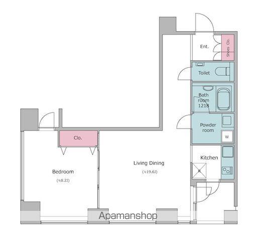 レジディアタワー麻布十番(1LDK/10階)の間取り写真