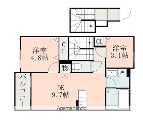 ルナエトワール25番館(2DK/2階)の間取り写真