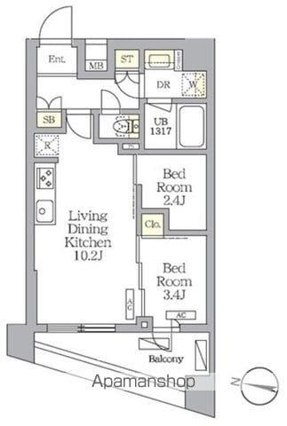 NOGATA RESIDENCE(2LDK/1階)の間取り写真