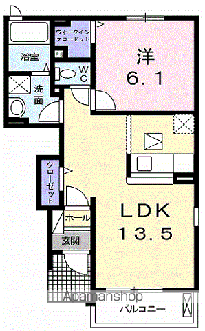 MAISON DE AUBEB(1LDK/1階)の間取り写真