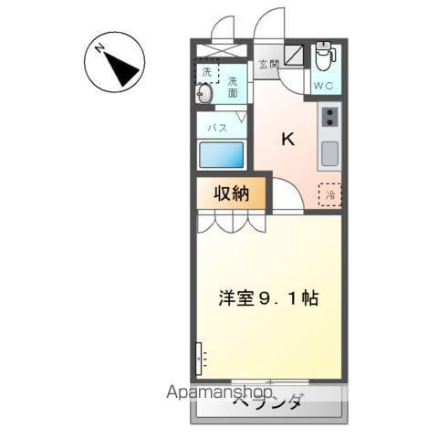 エバーハイム岩津(1K/2階)の間取り写真