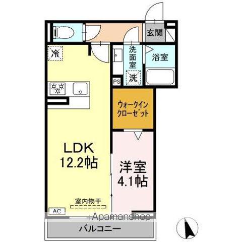 セレスティア長良 イースト(1LDK/3階)の間取り写真