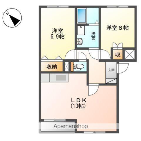 エバーハイツYASUDAⅢ(2LDK/1階)の間取り写真