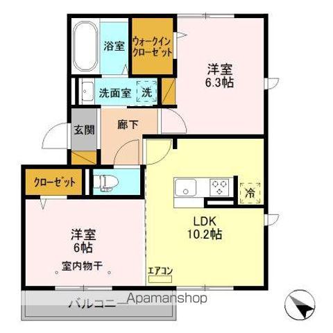 シエルドール(2LDK/2階)の間取り写真