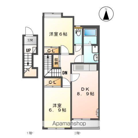 エルシティオリビア(2DK/2階)の間取り写真