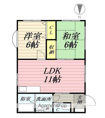 クレストハイム(2LDK/1階)の間取り写真