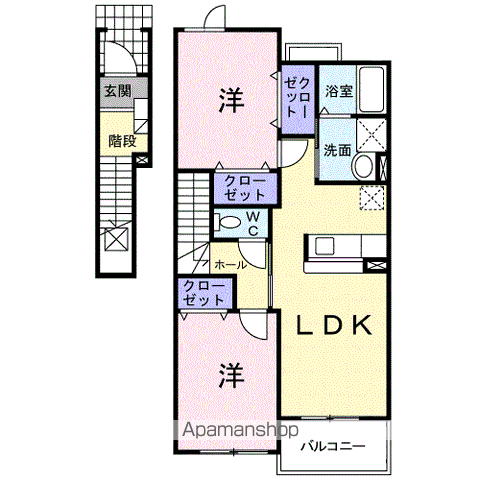 アルシオネ・クレメント(2LDK/2階)の間取り写真