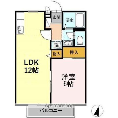 エステート草戸(1LDK/2階)の間取り写真