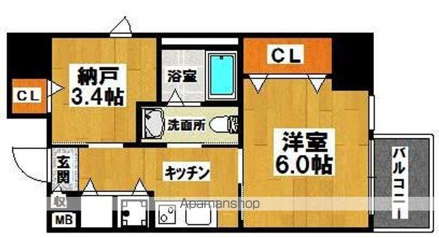 ディアコート宿屋町(2K/10階)の間取り写真