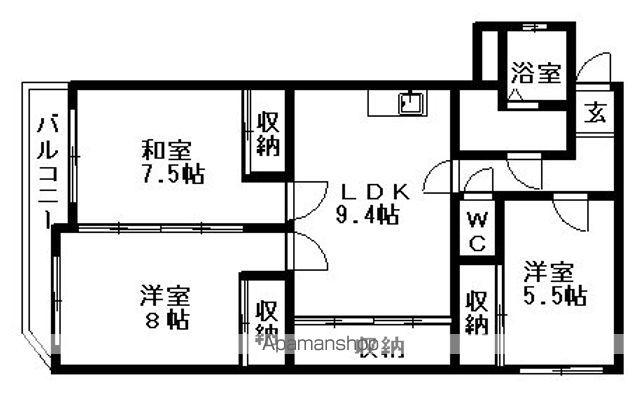 カーサ水海道(3LDK/3階)の間取り写真
