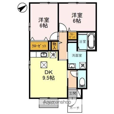 レイクビュー(2DK/1階)の間取り写真