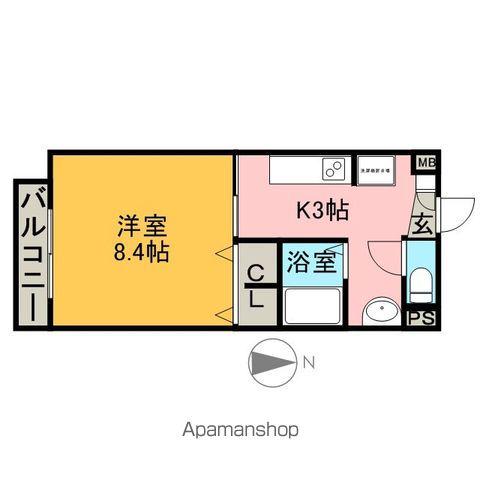 ホープ瑞浪Ⅰ・Ⅱ(1K/2階)の間取り写真