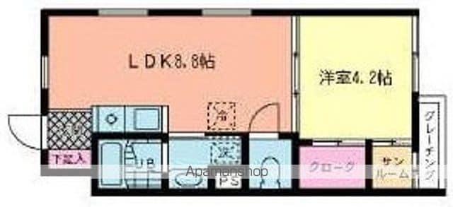 ヒーローマンション南郡元(1LDK/2階)の間取り写真