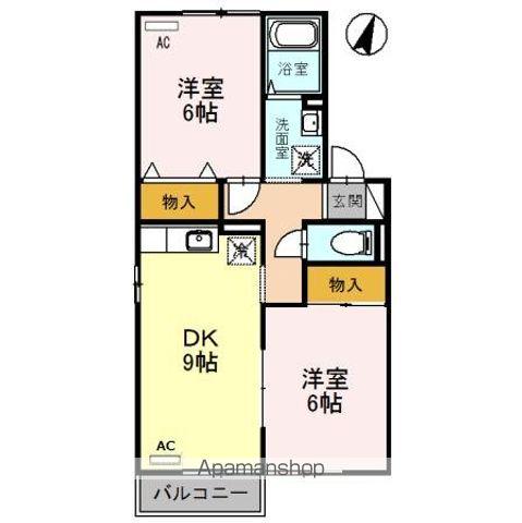 サニーグリーン北喜C棟(2DK/2階)の間取り写真