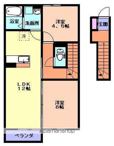 クリサンス 参番館(2LDK/2階)の間取り写真