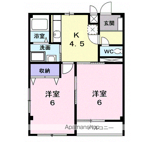 シルキーハイム(2K/1階)の間取り写真