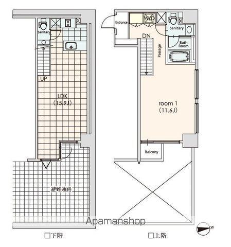 カスタリア芝公園(1LDK/1階)の間取り写真