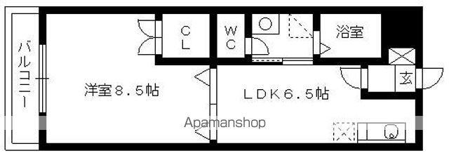 オーシャンⅥ(1DK/3階)の間取り写真