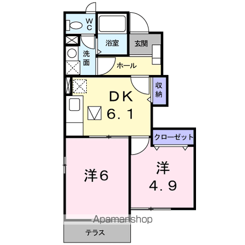 ロイヤルガーデンハイツA(2DK/1階)の間取り写真